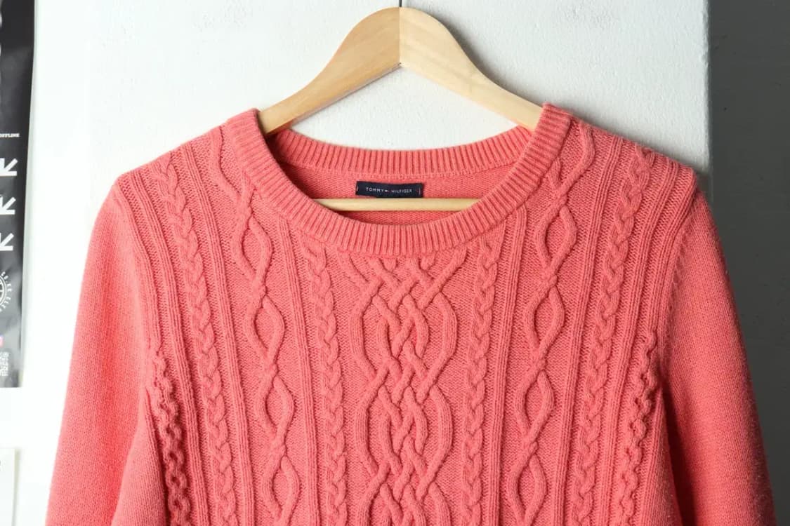 W(M) 타미힐피거 니트 핑크 케이블 꽈배기 딸기우유-15934 상품이미지3