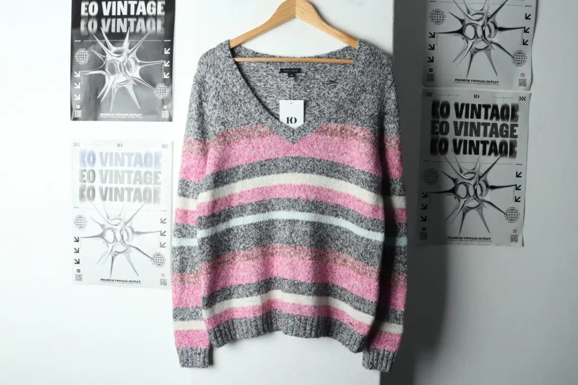 W(L-XL) 타미힐피거 니트 브이넥 스트라이프 솜사탕-15935 상품이미지2