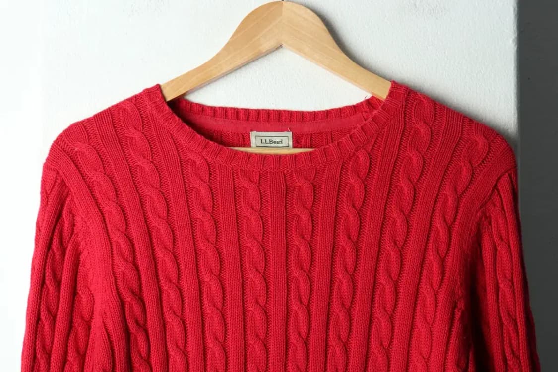 W(M-L) 브랜드빈티지 니트 엘엘빈 레드 케이블-15937 상품이미지3