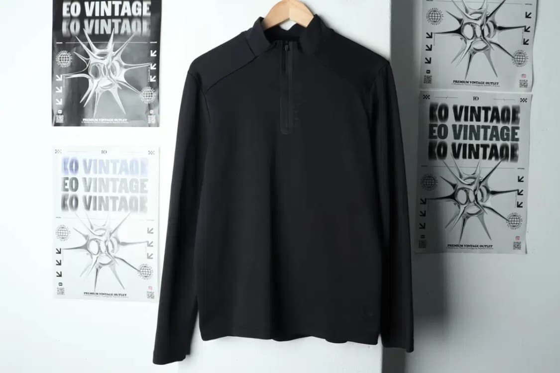 (M) 데상트 카라 긴팔티셔츠 기능성 반집업 블랙-1599B 상품이미지2