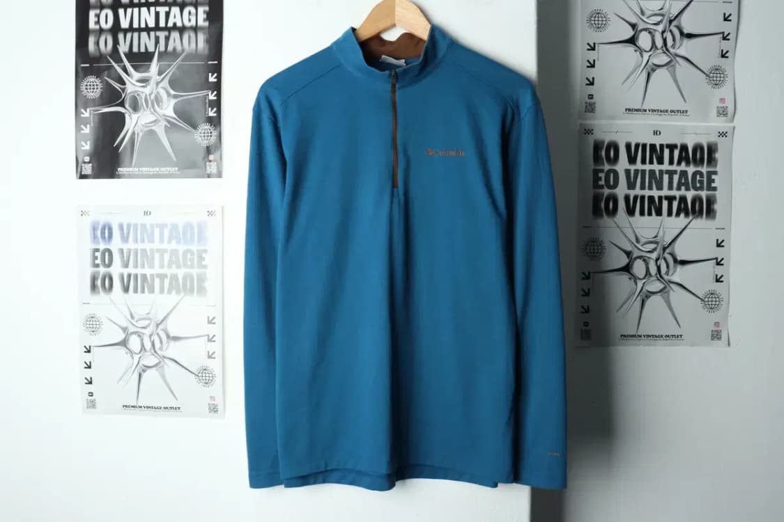 (XL) 컬럼비아 카라 긴팔티셔츠 기능성 반집업 블루-1599C 상품이미지2