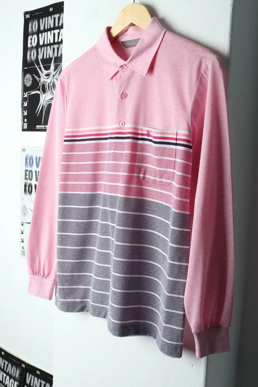 (M) 인디안 카라 긴팔티셔츠 린넨 마 핑크-1599D 상품이미지1