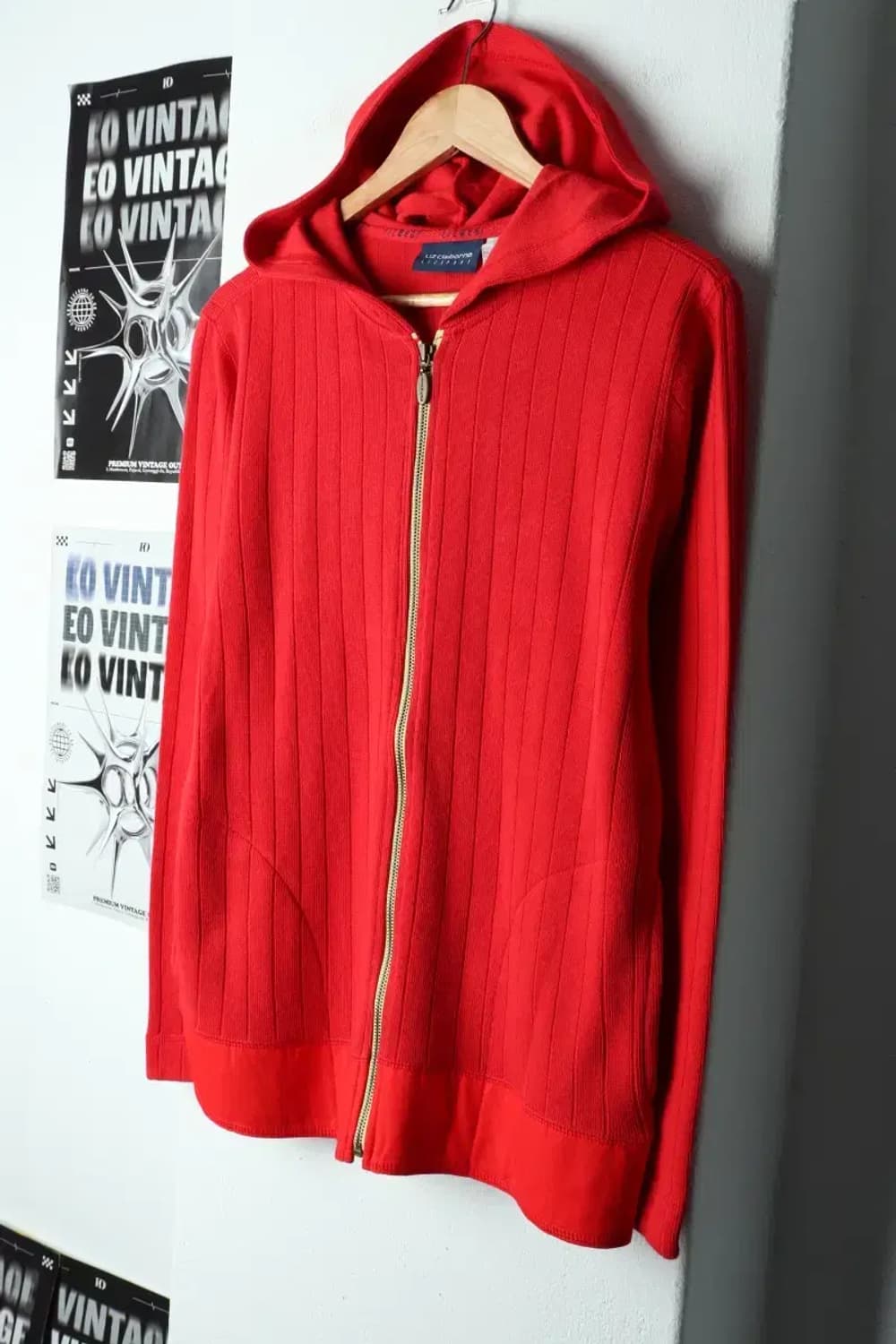 W(S-M) 브랜드빈티지 후드집업 리즈클레이본 니트 레드-1599E 상품이미지1