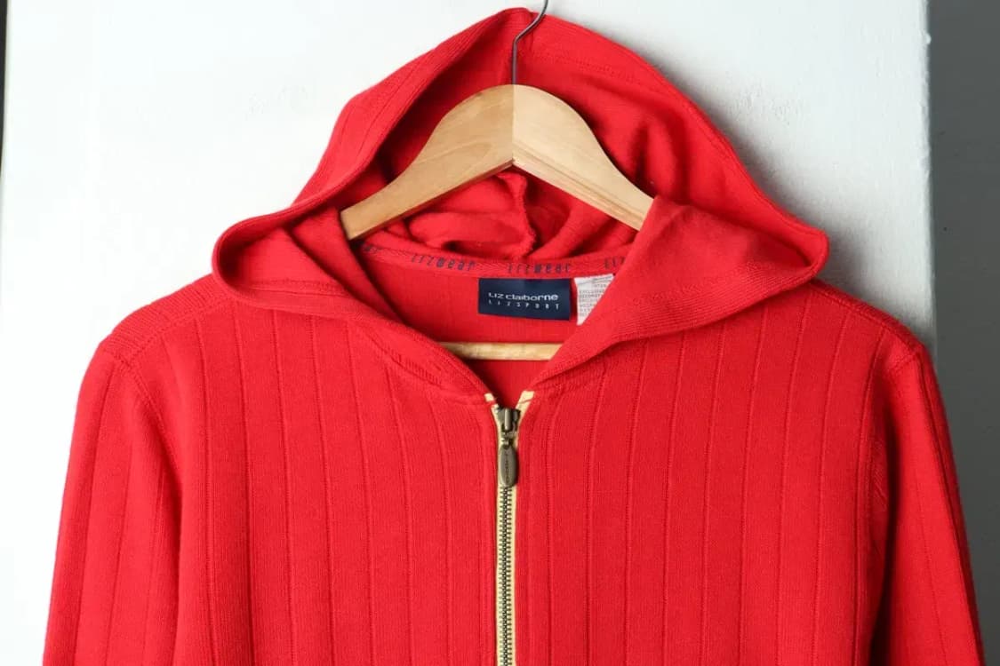 W(S-M) 브랜드빈티지 후드집업 리즈클레이본 니트 레드-1599E 상품이미지3