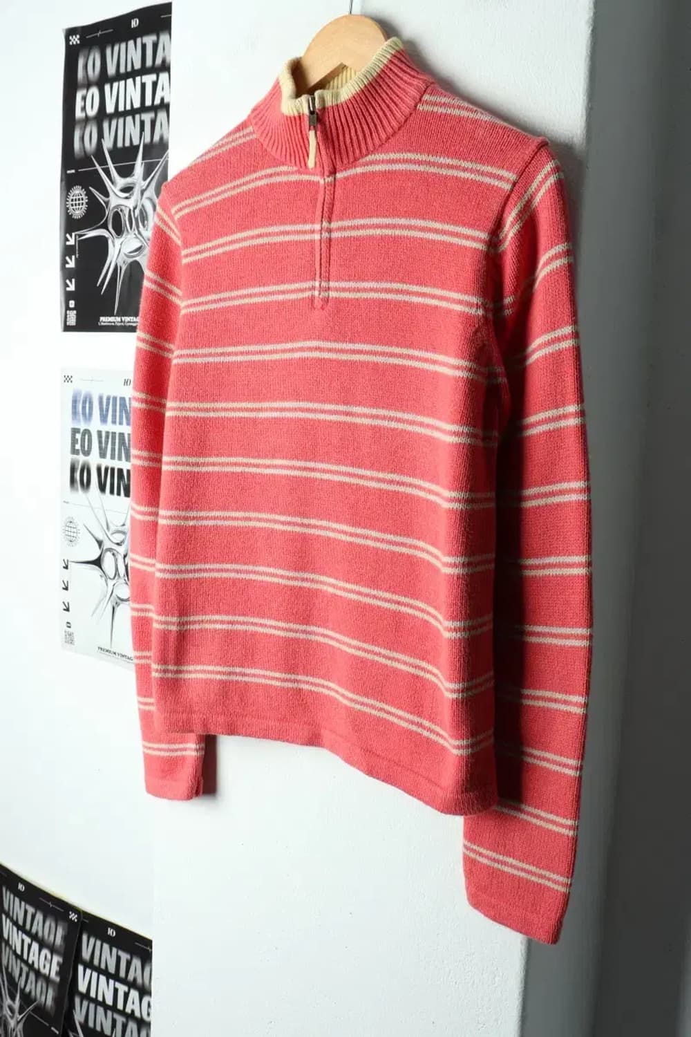 W(S) 브랜드빈티지 니트 엘엘빈 반집업 스트라이프-159AA 상품이미지1