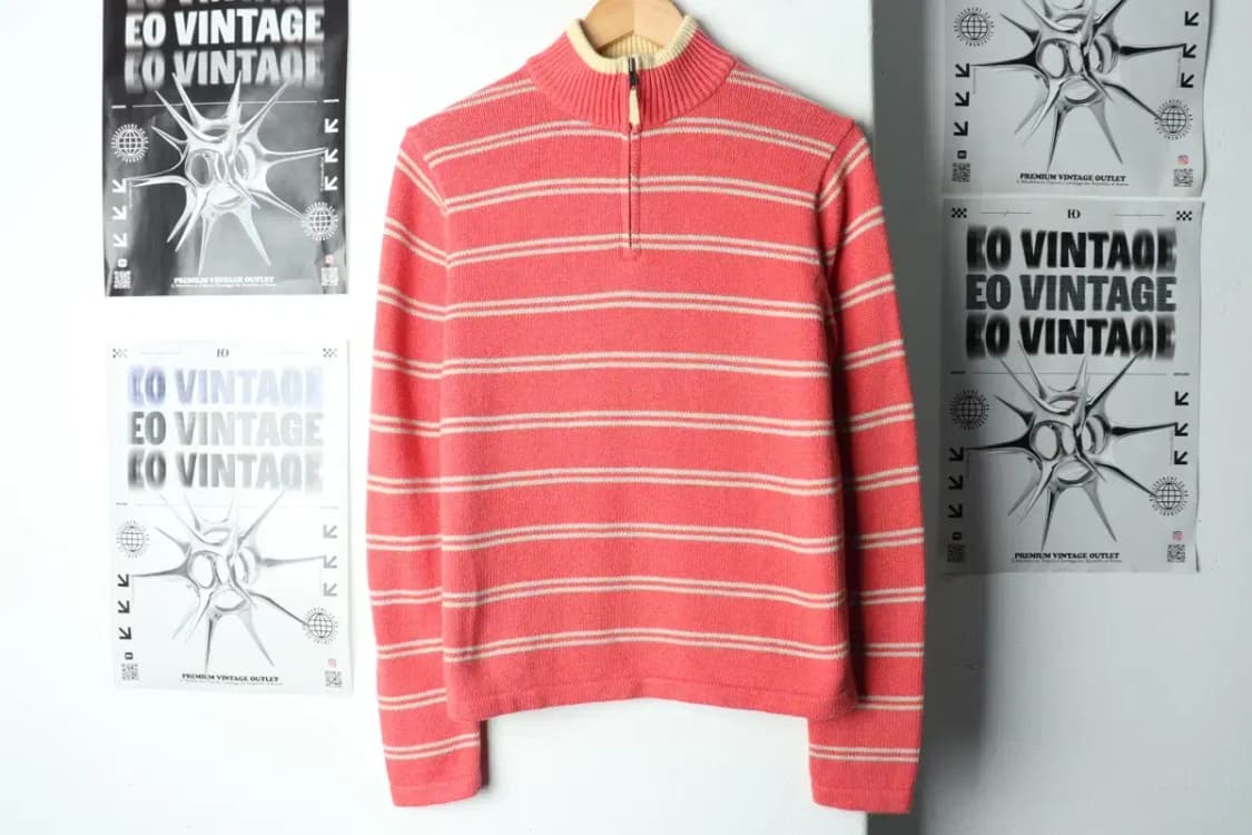 W(S) 브랜드빈티지 니트 엘엘빈 반집업 스트라이프-159AA 상품이미지2