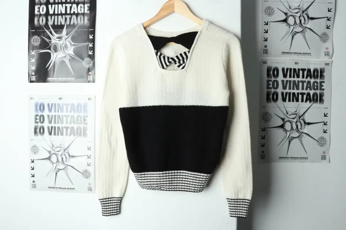 W(S) 브랜드빈티지 니트 레니본 리본 화이트-159B1 상품이미지2