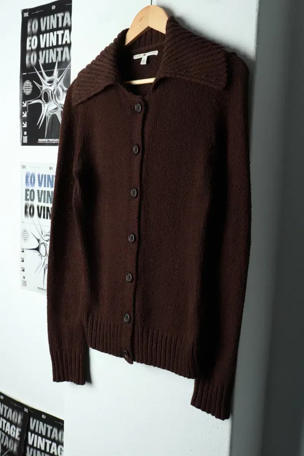 W(S-M) 타미힐피거 니트 가디건 카라 브라운-159B3 상품이미지1