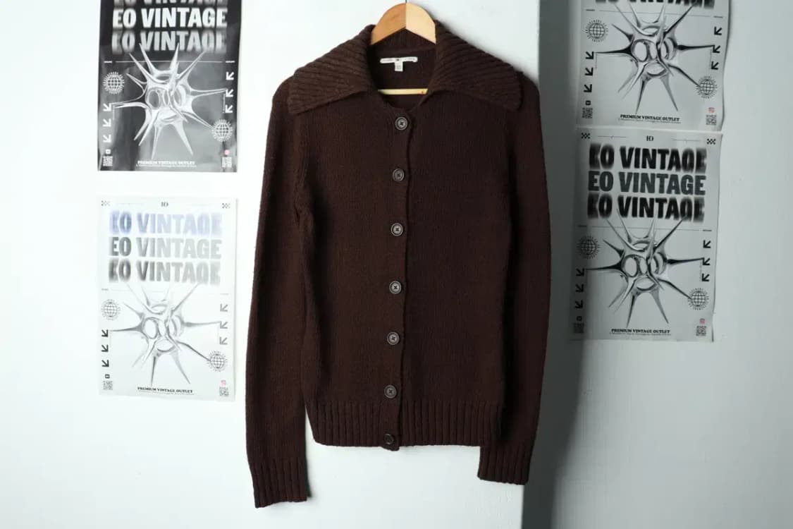 W(S-M) 타미힐피거 니트 가디건 카라 브라운-159B3 상품이미지2