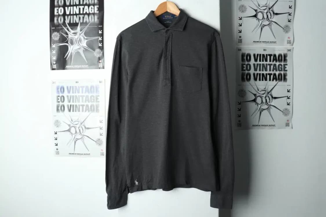 (M-L) 폴로 랄프로렌 카라 긴팔티셔츠 슬림핏 그레이 포니-159C6 상품이미지2