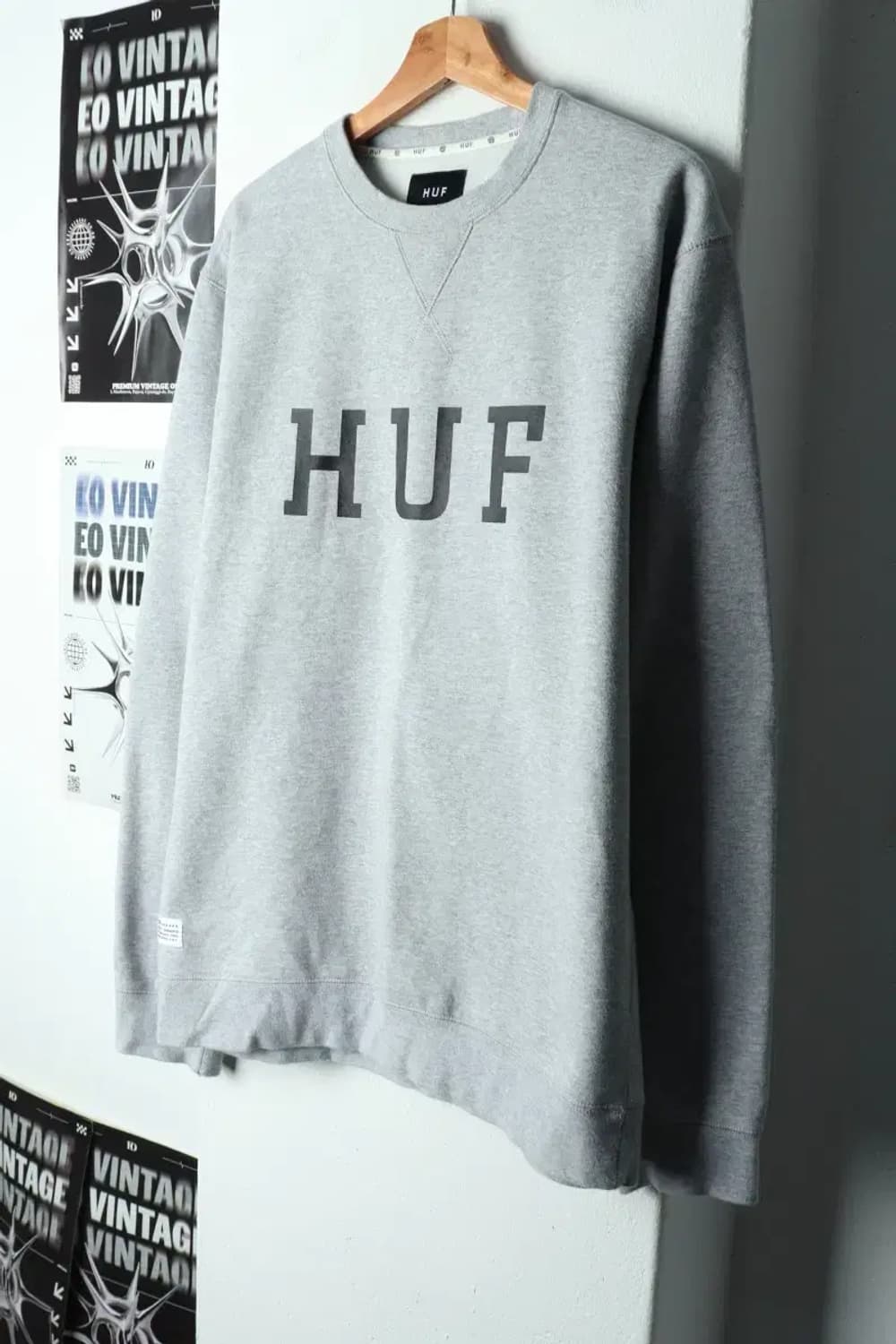 (L-XL) 허프 맨투맨 티셔츠 로고 그레이 기모-159C7 상품이미지1
