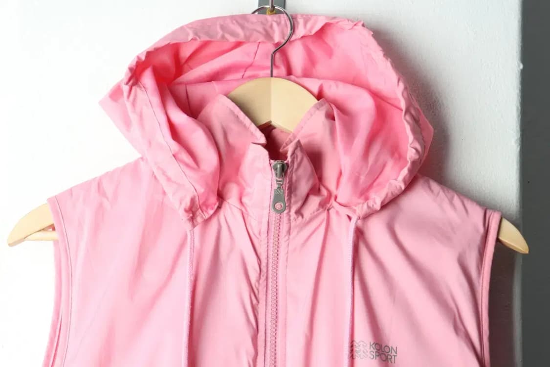 W(XL) 코오롱스포츠 집업 바람막이 점퍼자켓 조끼 경량 핑크-15A32 상품이미지3