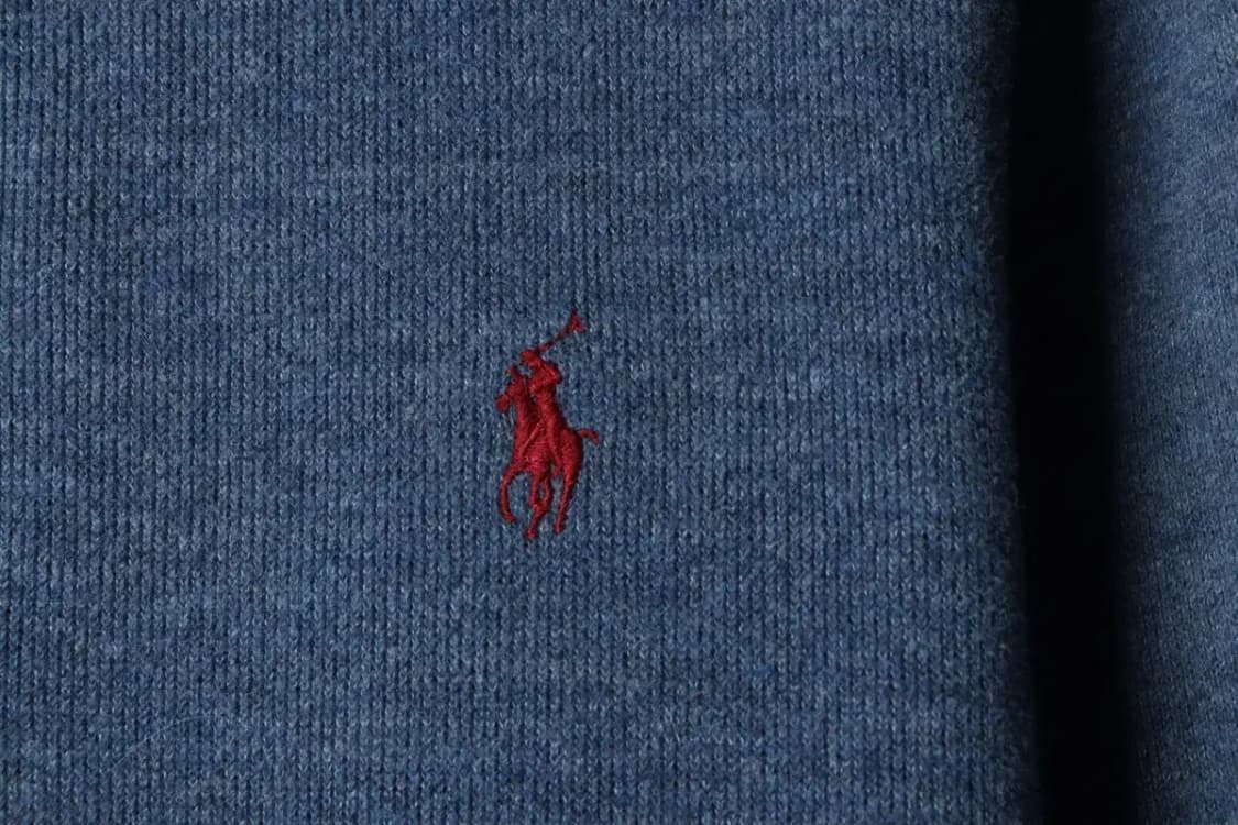 (M-L) 폴로 랄프로렌 카라 긴팔티셔츠 반집업 블루 포니-15A3C 상품이미지5