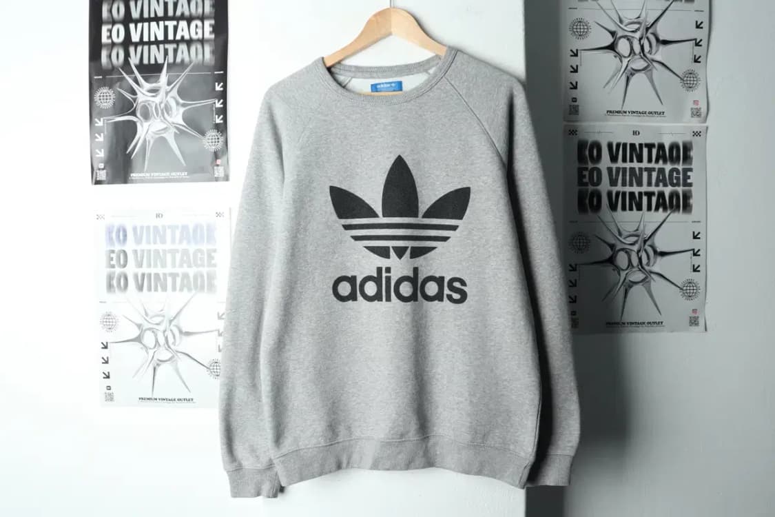 (XL) 아디다스 맨투맨 티셔츠 그레이 빅로고 기모-15A3D 상품이미지2