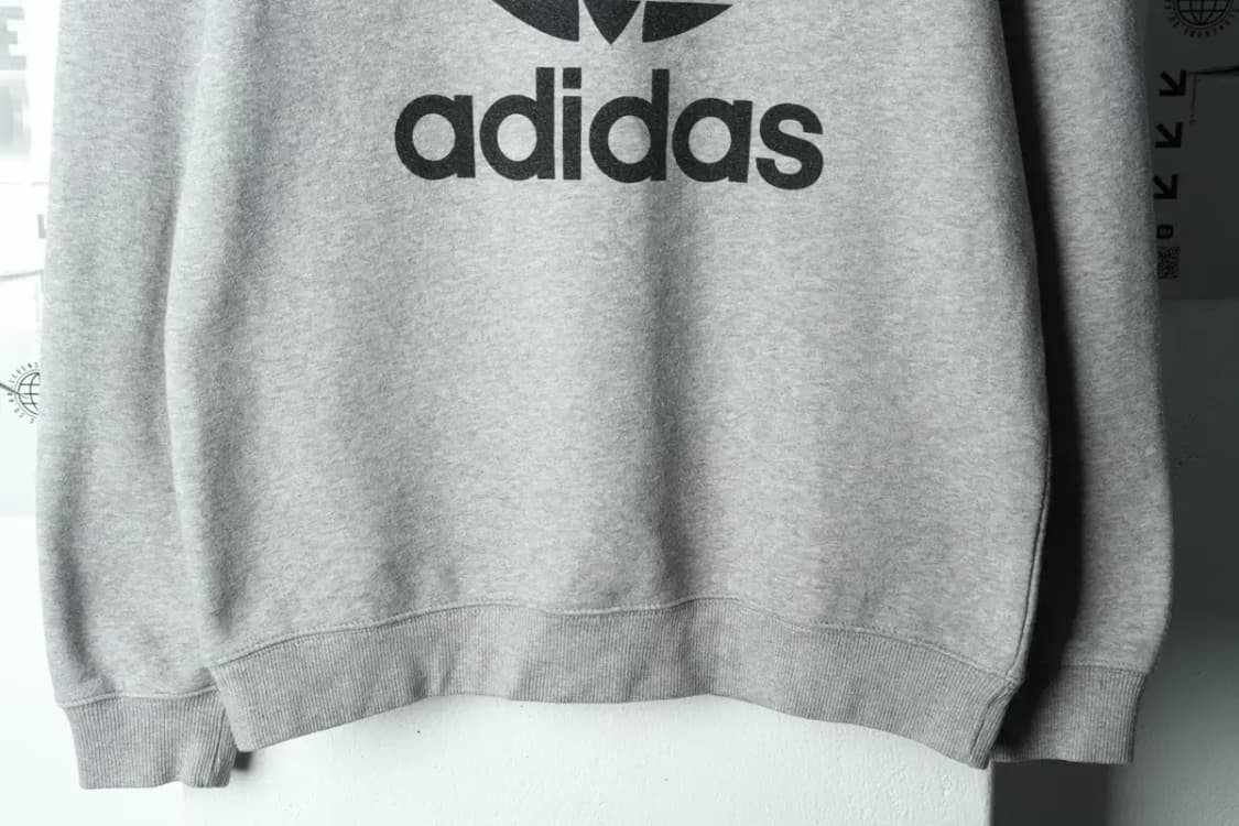 (XL) 아디다스 맨투맨 티셔츠 그레이 빅로고 기모-15A3D 상품이미지4