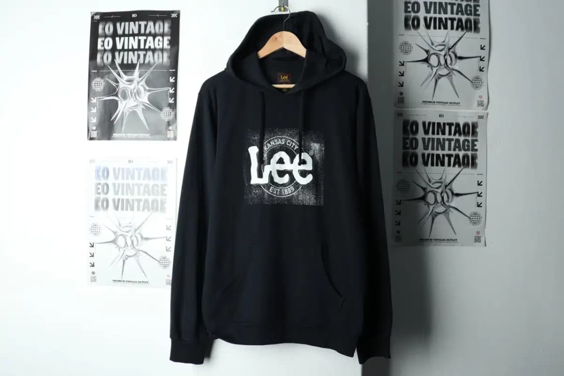 (M-2XL) 리 후드티셔츠 빅로고 블랙 올드스쿨-15A4D 상품이미지2