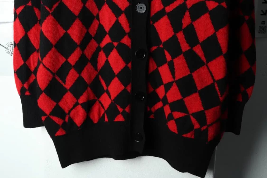 (S-M) 엠에스지엠 니트 가디건 레드 아가일 패턴-15A4E 상품이미지4