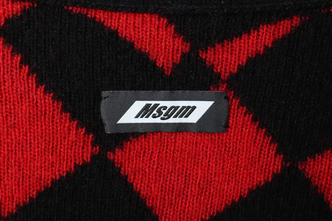 (S-M) 엠에스지엠 니트 가디건 레드 아가일 패턴-15A4E 상품이미지5