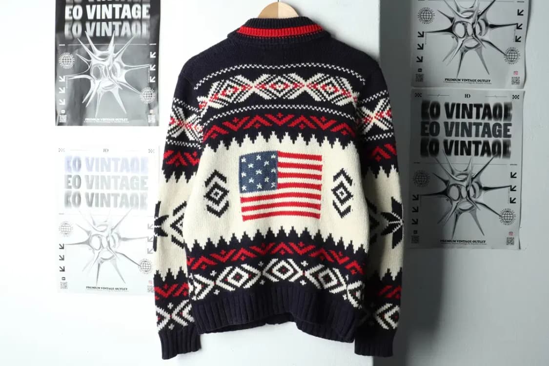 (M) 폴로 랄프로렌 니트 가디건 집업 성조기 코위찬-15A5C 상품이미지5