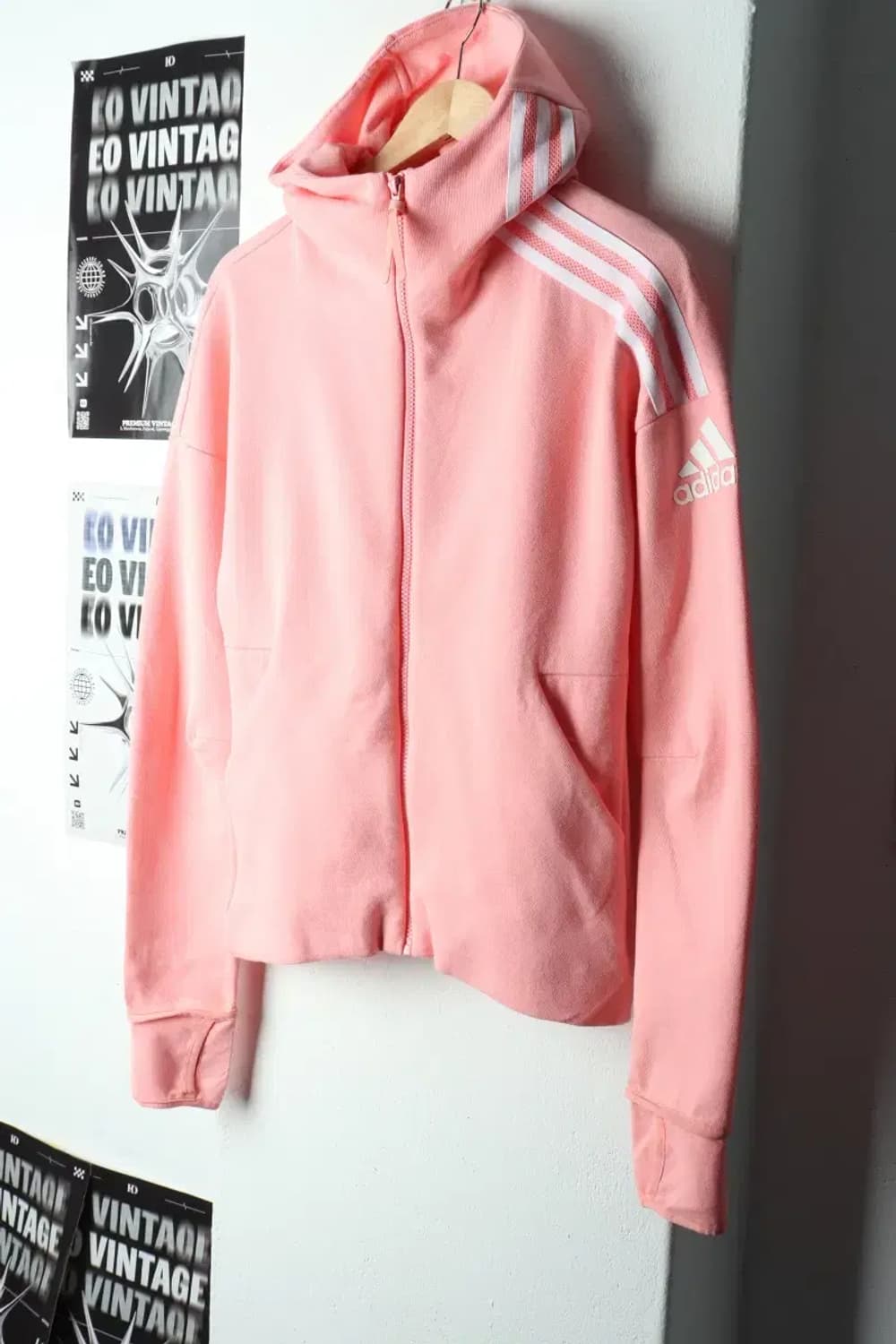W(XS) 아디다스 후드집업 핑크 올드스쿨 딸기우유-15A3F 상품이미지1