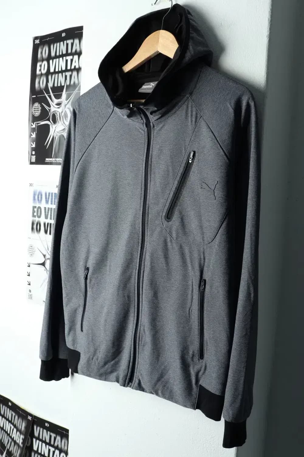 (L-XL) 퓨마 후드집업 그레이 기능성 폴리-15A9E 상품이미지1