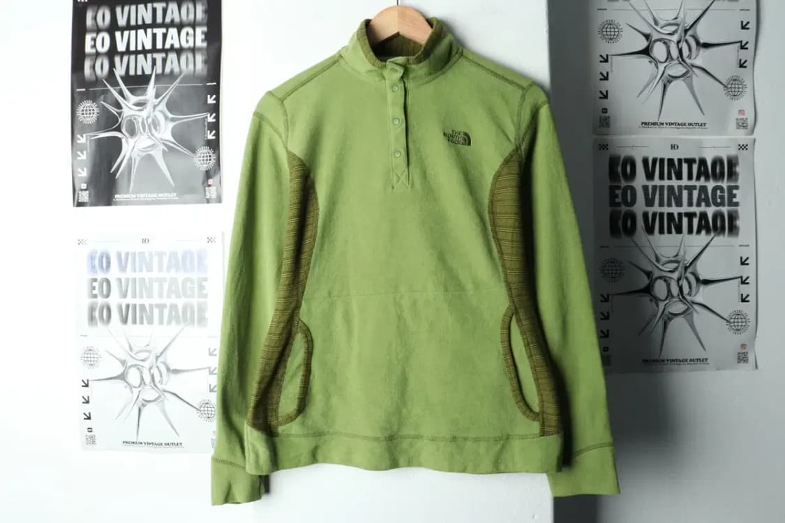 W(M) 노스페이스 카라 긴팔티셔츠 후리스 반집업 그린-15AC7 상품이미지2