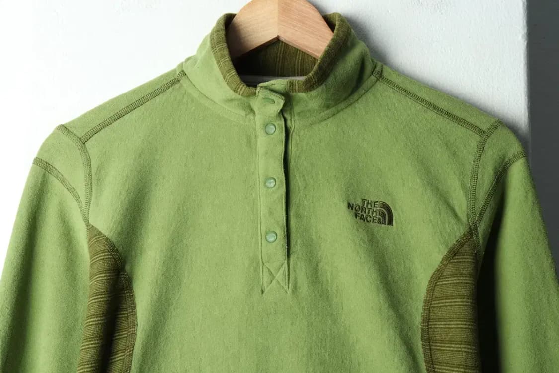 W(M) 노스페이스 카라 긴팔티셔츠 후리스 반집업 그린-15AC7 상품이미지3