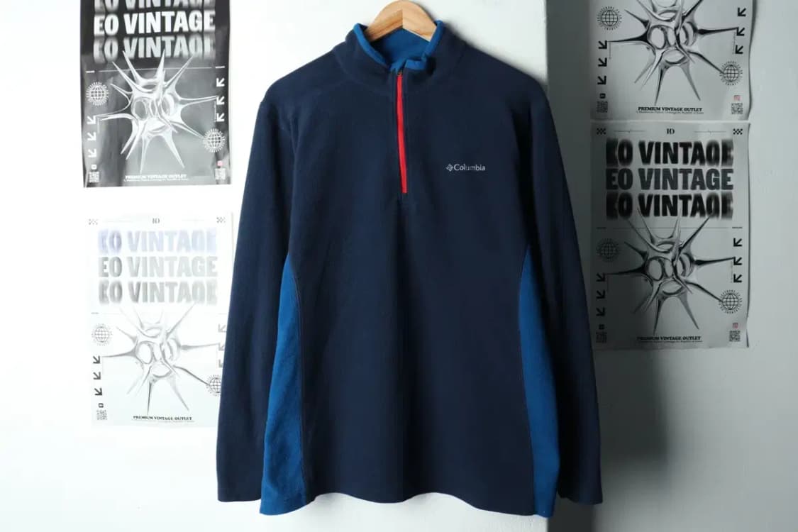 (L) 컬럼비아 카라 긴팔티셔츠 후리스 반집업 블루-15AC8 상품이미지2