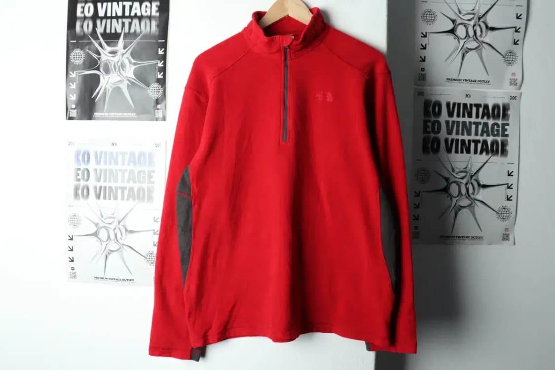 (L-XL) 노스페이스 카라 긴팔티셔츠 후리스 반집업 레드-15ACF 상품이미지2