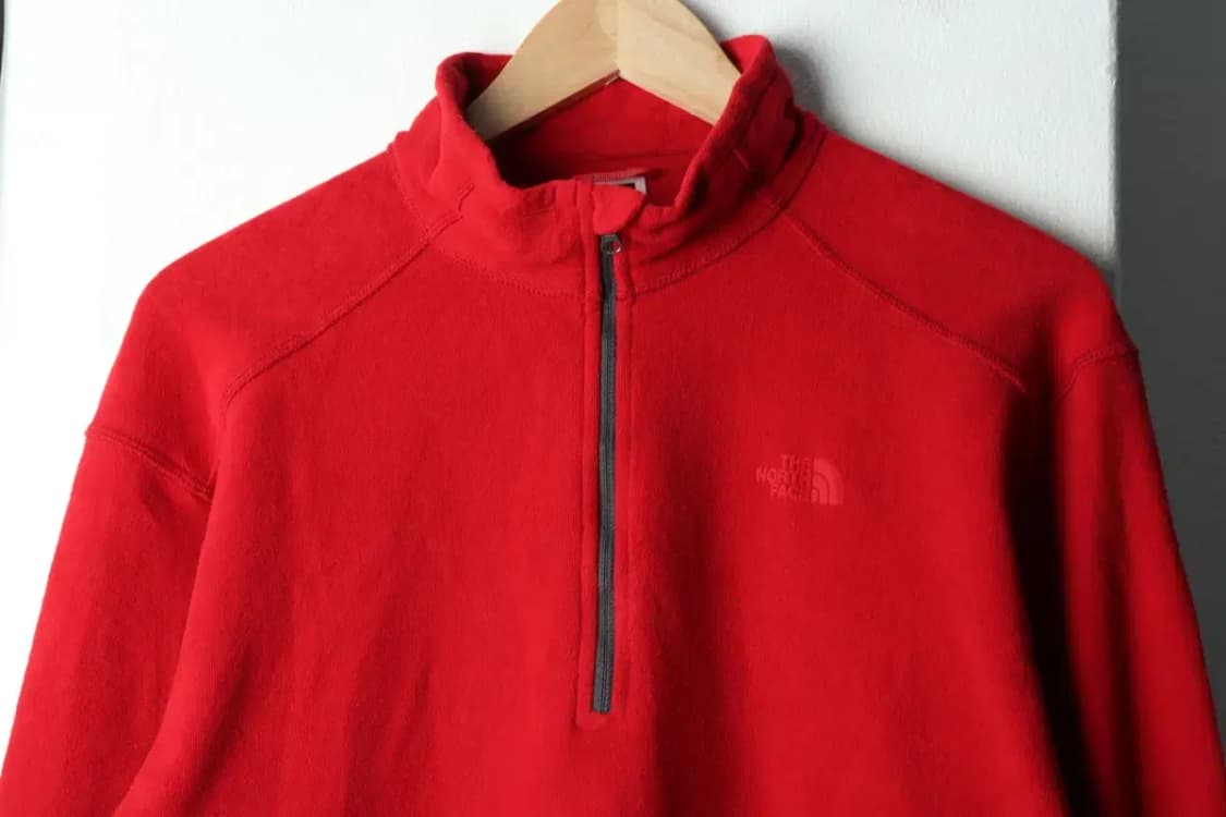 (L-XL) 노스페이스 카라 긴팔티셔츠 후리스 반집업 레드-15ACF 상품이미지3