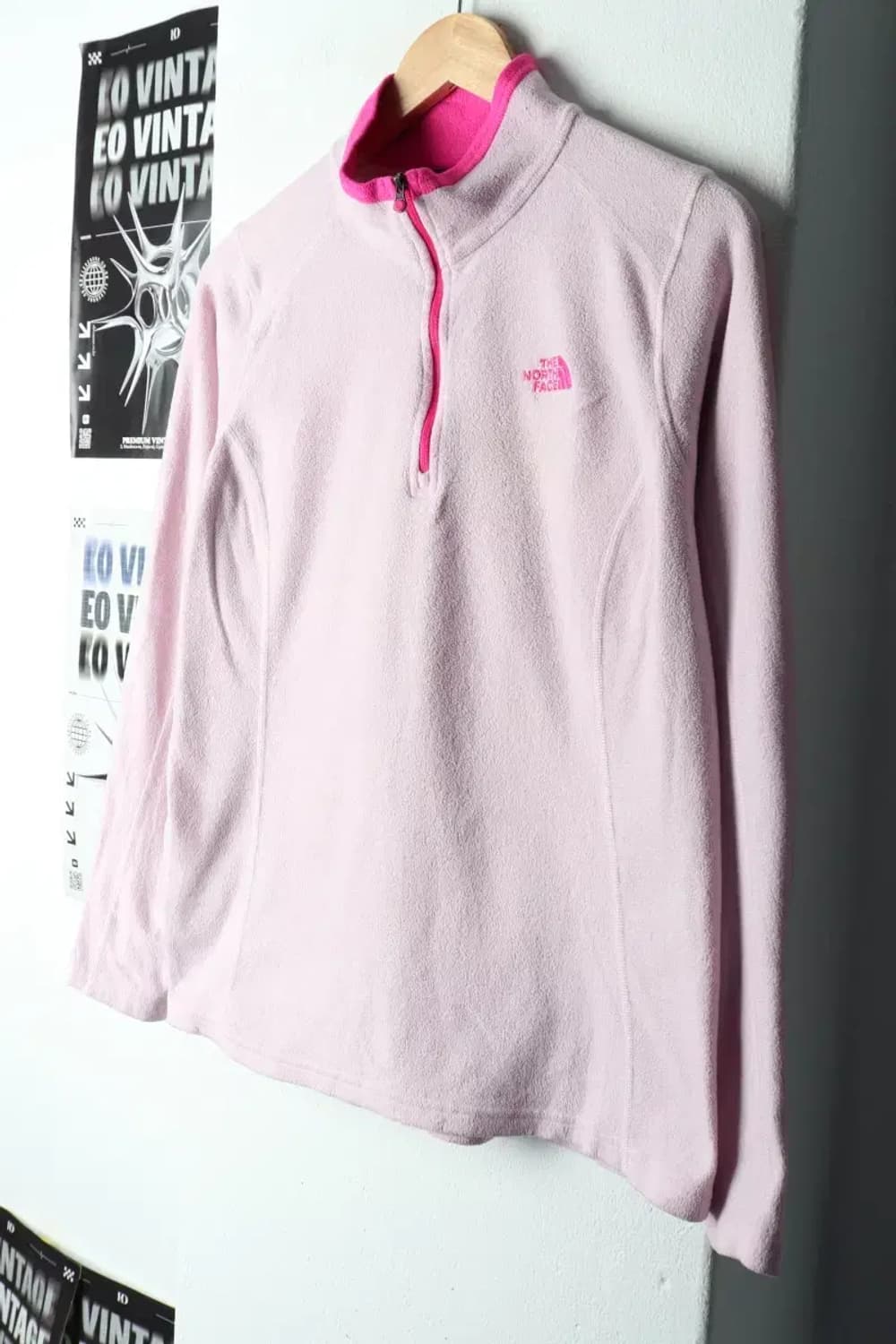 W(L) 노스페이스 카라 긴팔티셔츠 후리스 반집업 핑크-15AD1 상품이미지1