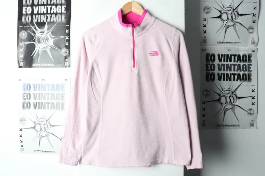 W(L) 노스페이스 카라 긴팔티셔츠 후리스 반집업 핑크-15AD1 상품이미지2