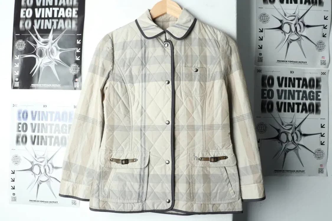 W(S) 헤지스 패딩 점퍼자켓 경량 체크 베이지-15AE3 상품이미지2