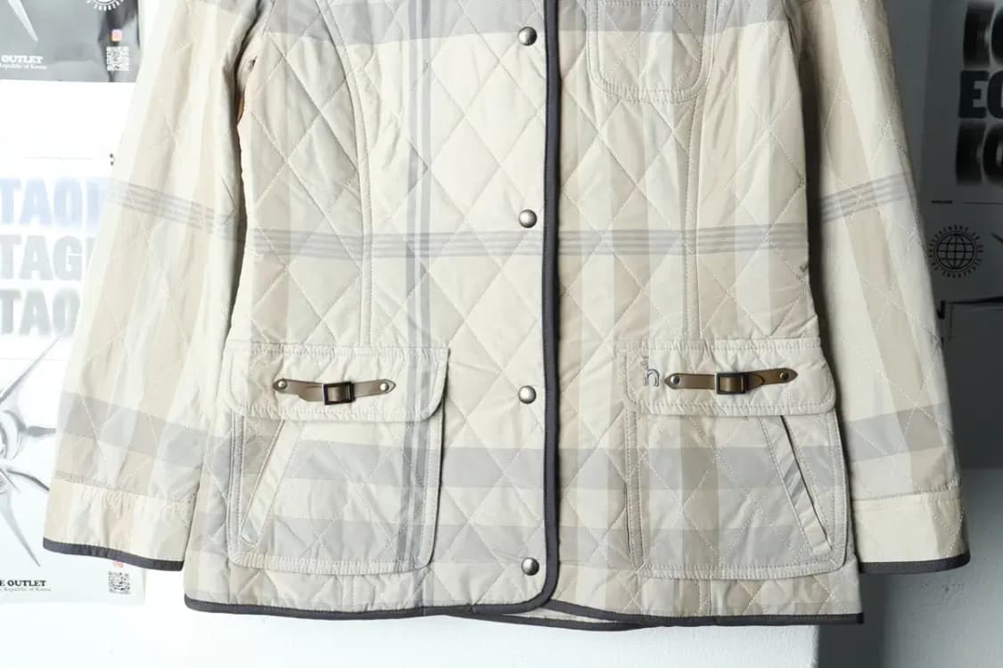 W(S) 헤지스 패딩 점퍼자켓 경량 체크 베이지-15AE3 상품이미지4