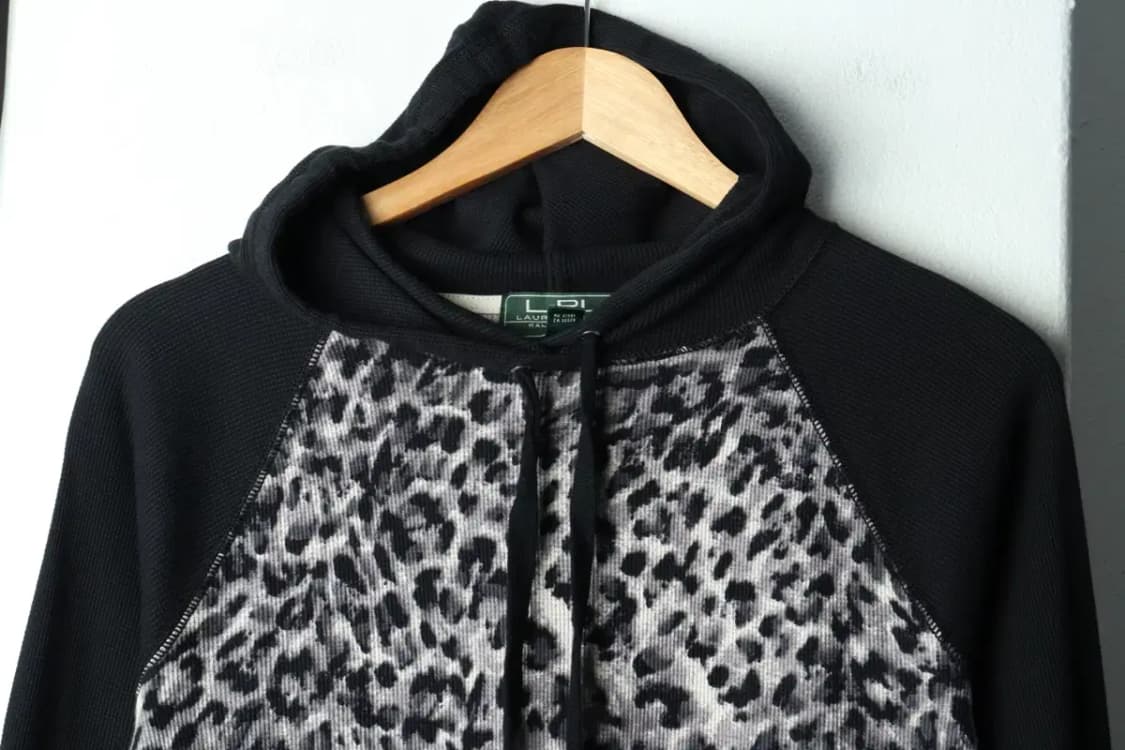W(M) 폴로 랄프로렌 후드티셔츠 레오파드 와플 블랙-15AE9 상품이미지3
