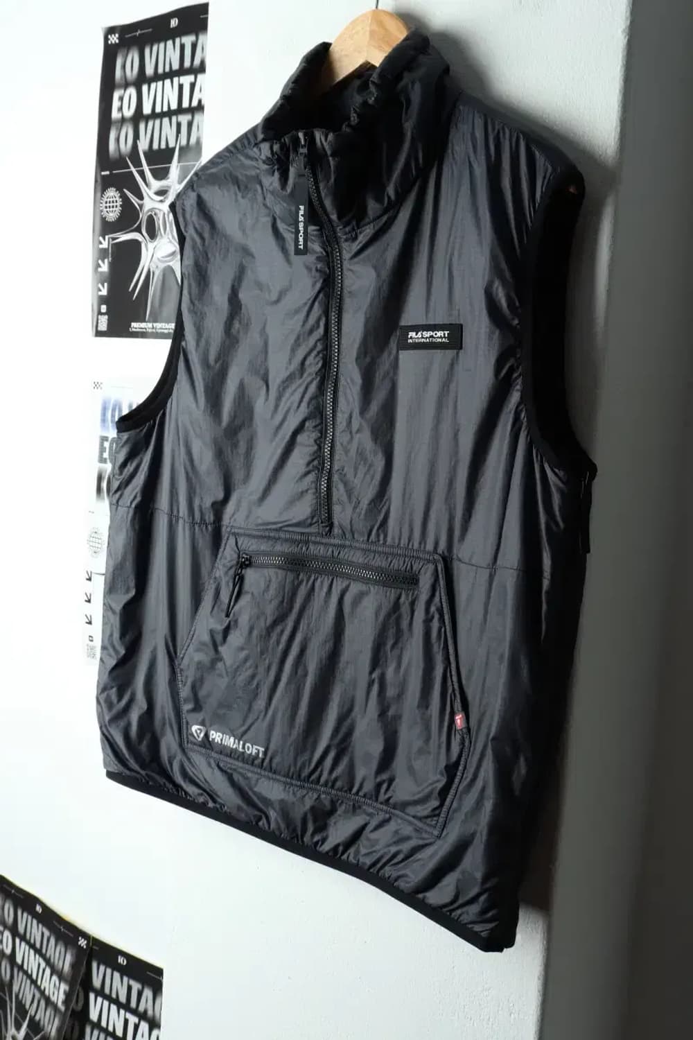 (M-L) 휠라 패딩 점퍼자켓 조끼 아노락 그레이-15B1F 상품이미지1