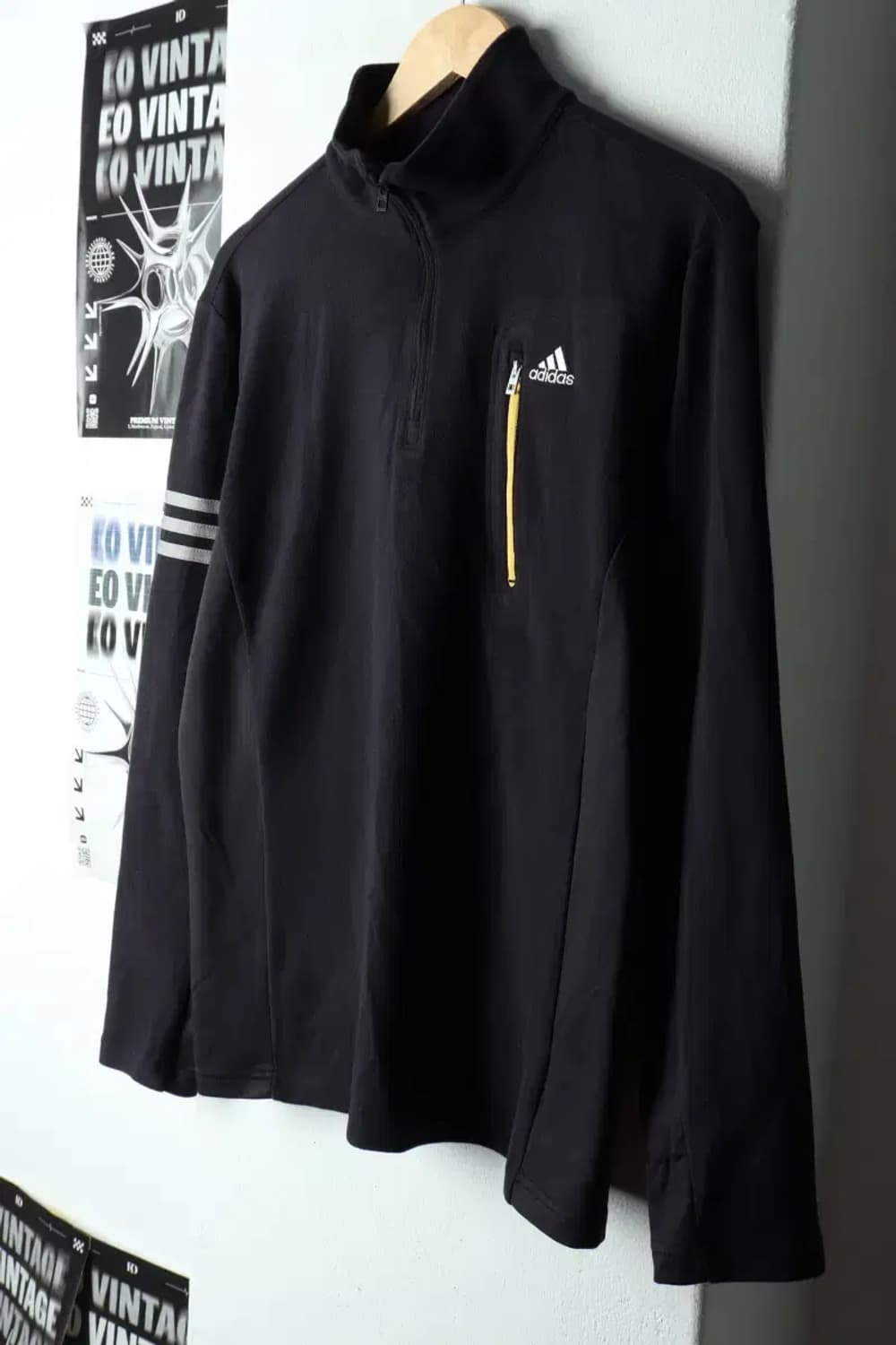 (L) 아디다스 카라 긴팔티셔츠 후리스 반집업 블랙-15B37 상품이미지1