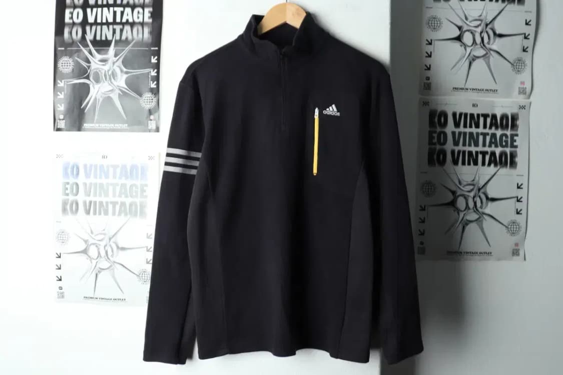 (L) 아디다스 카라 긴팔티셔츠 후리스 반집업 블랙-15B37 상품이미지2