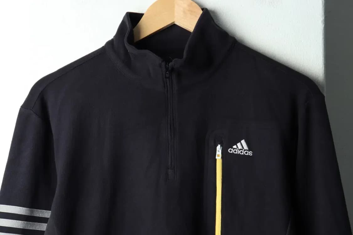 (L) 아디다스 카라 긴팔티셔츠 후리스 반집업 블랙-15B37 상품이미지3