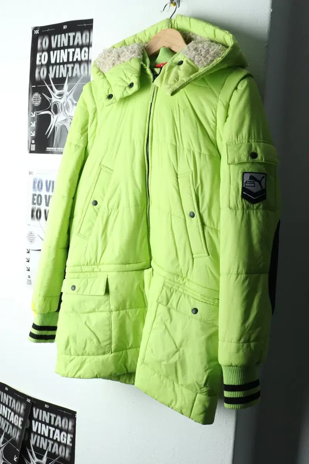 W(S) 퓨마 패딩 점퍼자켓 연그린 롱 올드스쿨-15B9C 상품이미지1