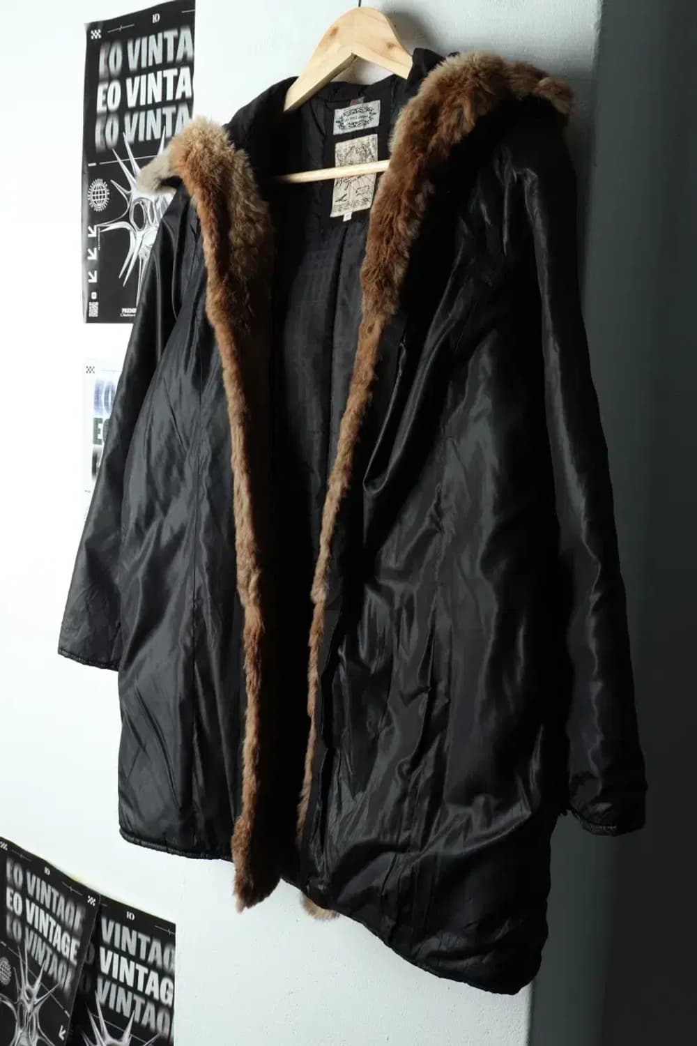 W(M-L) 빈폴 패딩 점퍼자켓 블랙 토끼털 롱-15B9D 상품이미지1