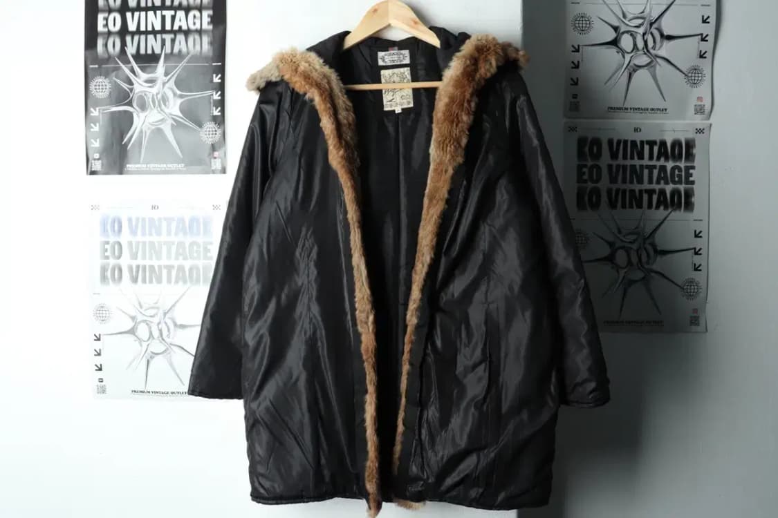 W(M-L) 빈폴 패딩 점퍼자켓 블랙 토끼털 롱-15B9D 상품이미지2