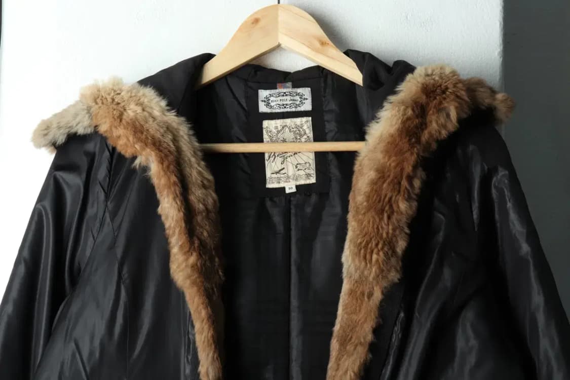 W(M-L) 빈폴 패딩 점퍼자켓 블랙 토끼털 롱-15B9D 상품이미지3