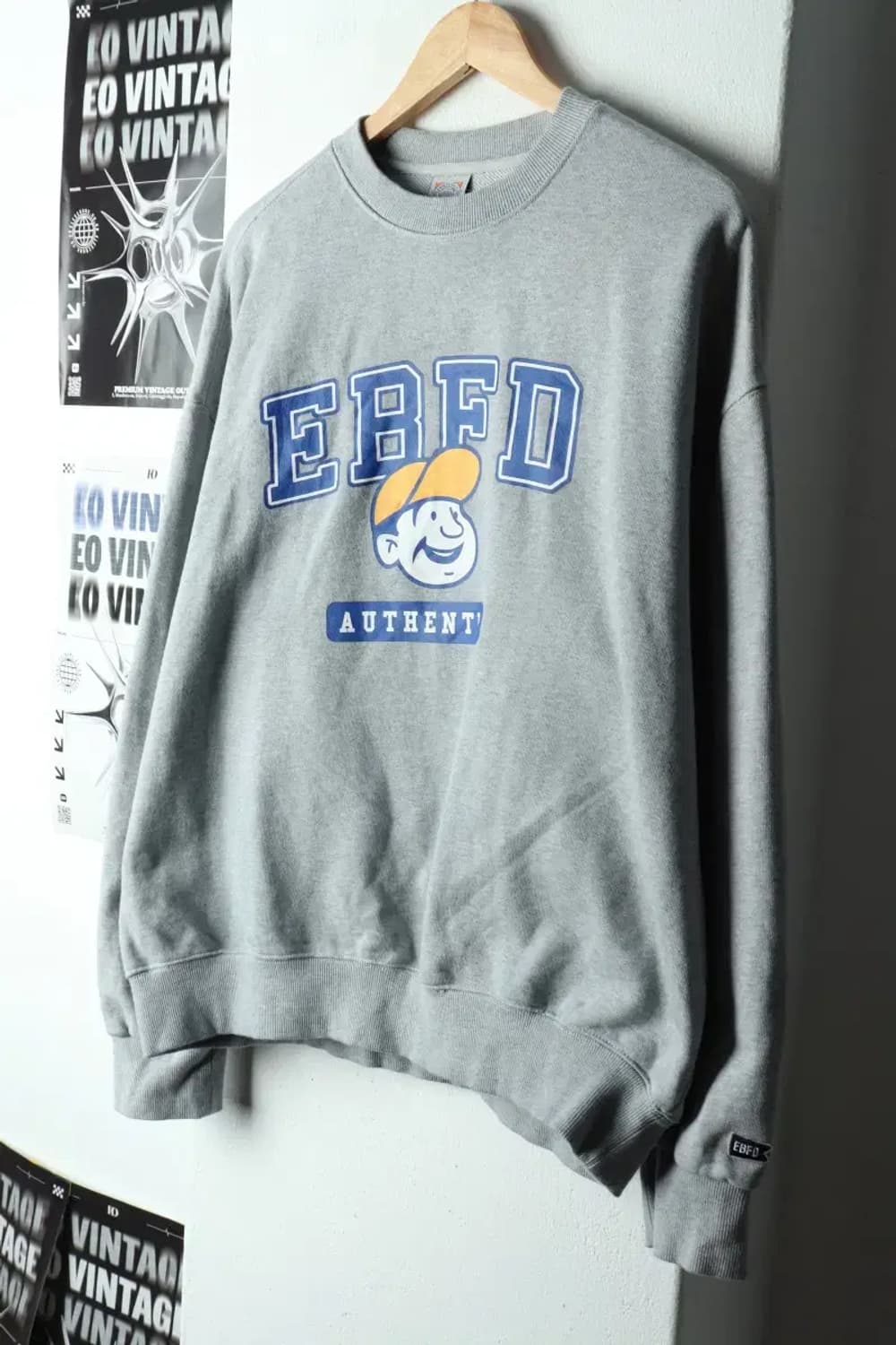 (XL) 브랜드빈티지 맨투맨 티셔츠 이벳필드 빅로고 그레이-15B4E 상품이미지1