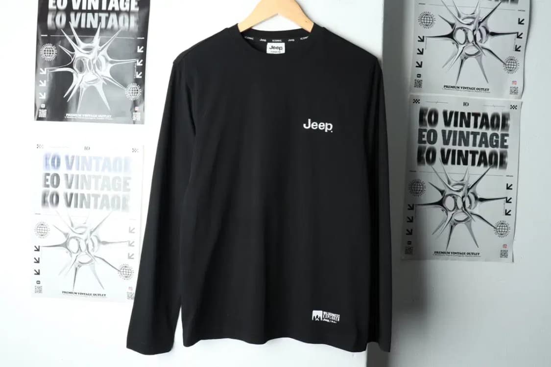 (M) 지프 긴팔티셔츠 블랙 로고-15B57 상품이미지3