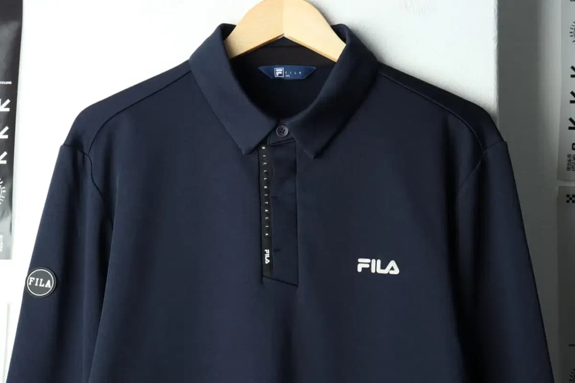 (XL) 휠라 카라 긴팔티셔츠 네이비 기능성 기모-15B5A 상품이미지3