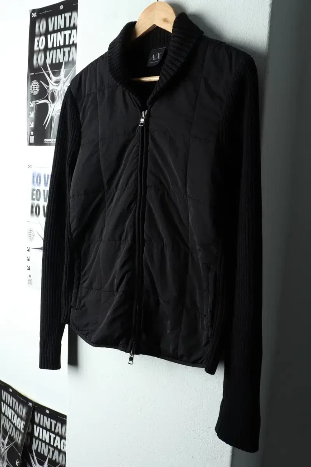(S-M) 아르마니 집업 바람막이 점퍼자켓 니트 패딩 블랙-15BDD 상품이미지1