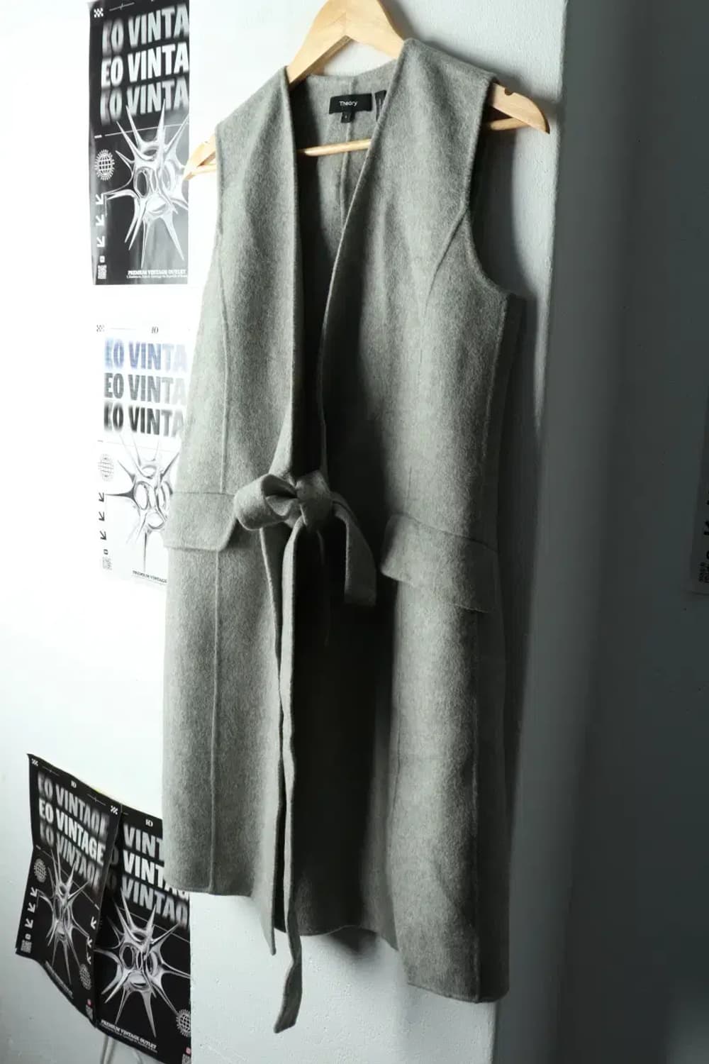 W(S-M) 띠어리 집업 바람막이 점퍼자켓 조끼 그레이 울-15BDF 상품이미지1