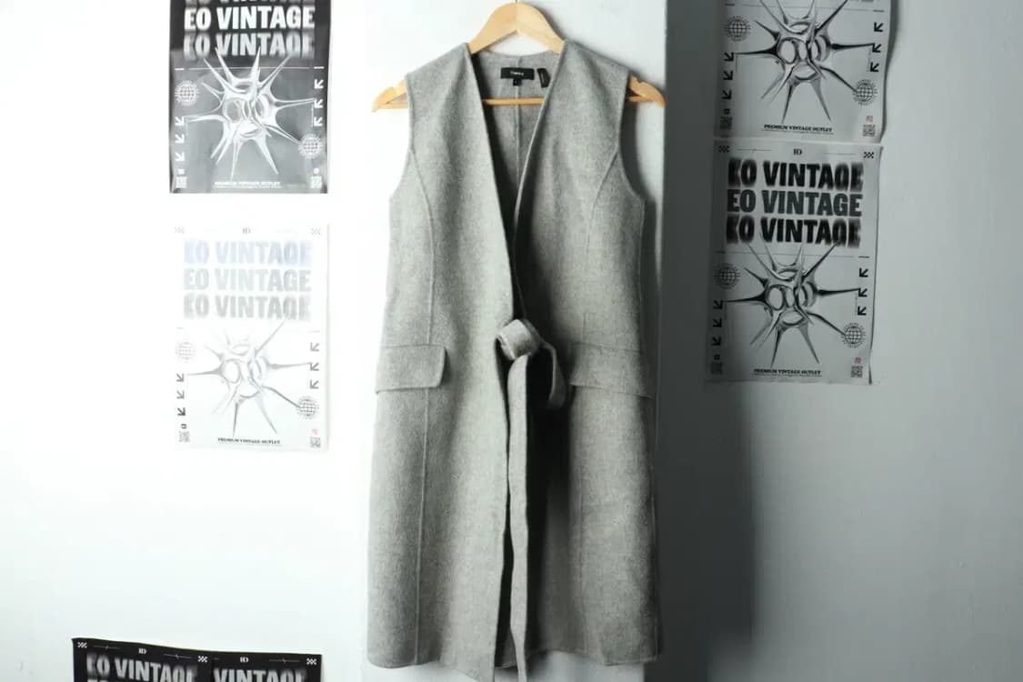 W(S-M) 띠어리 집업 바람막이 점퍼자켓 조끼 그레이 울-15BDF 상품이미지2