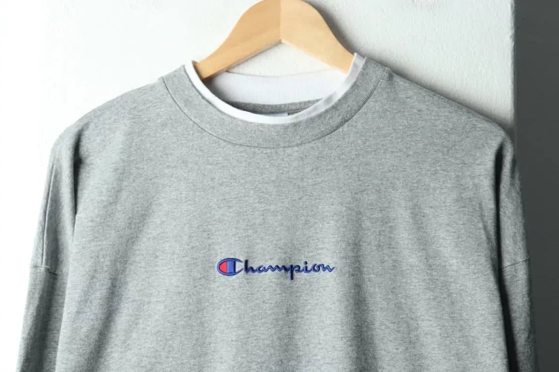 (S-M) 챔피온 긴팔티셔츠 레이어드 그레이 올드스쿨-15BE4 상품이미지3